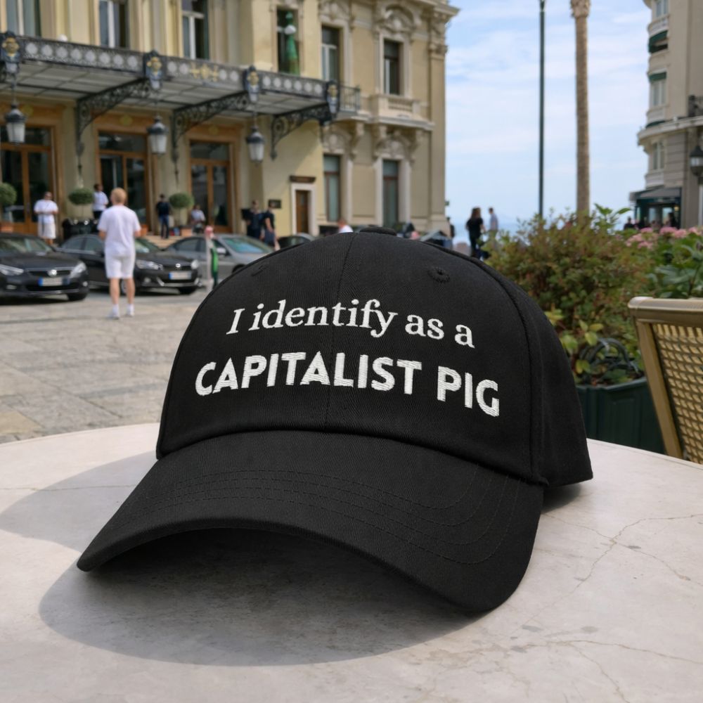 "I identify as a CAPITALIST PIG" Low-Profile Baseball Hat