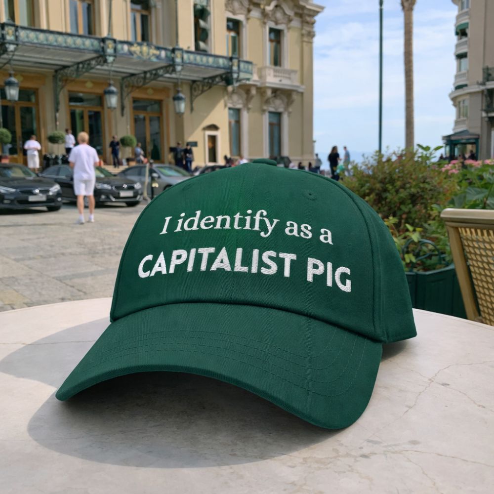"I identify as a CAPITALIST PIG" Low-Profile Baseball Hat