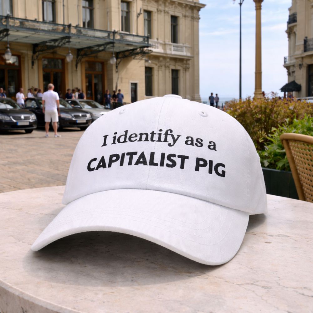"I identify as a CAPITALIST PIG" Low-Profile Baseball Hat